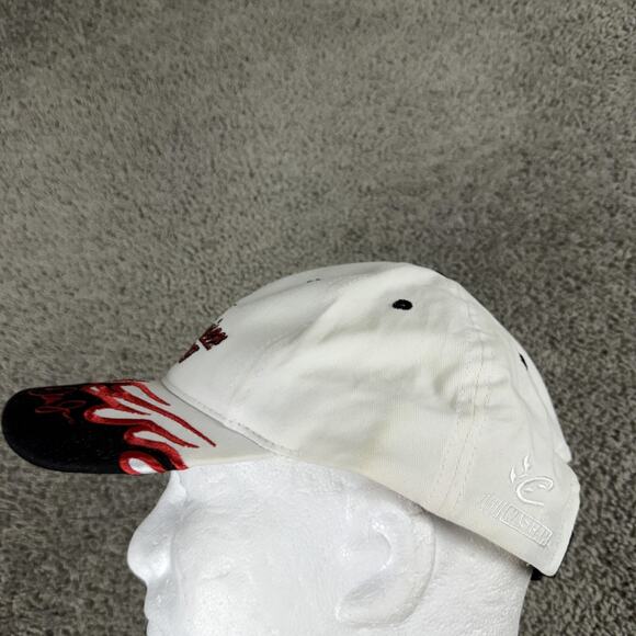 Budweiser Racing Hat Cap Strap Back Mens White NASCAR Racing Flames Dale Jr 8 - Picture 5 of 10